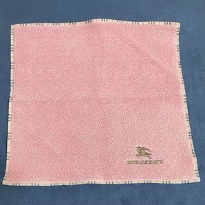 BURBERRY タオルハンカチ ピンク ロゴ刺繍く