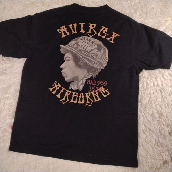 AVIREX Tシャツ バックプリント L ブラック