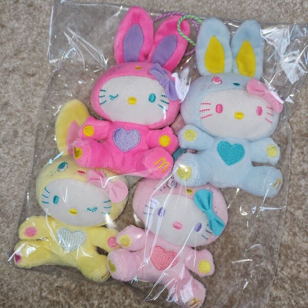 美品 カラフル うさぎ キティ ぬいぐるみ マスコット まとめ売り ウサキティー マクドナルド ハッピーセット キティちゃん