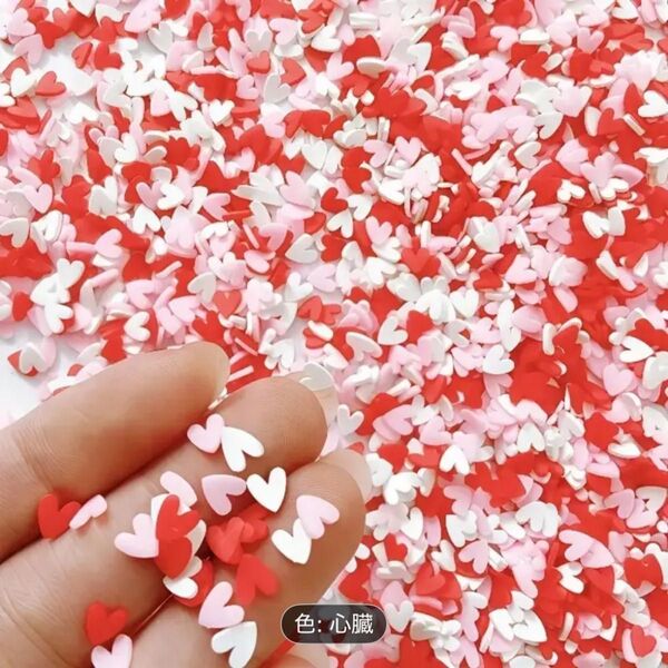 3種類のハート形&月雲母ポリマークレイビーズ 20g DIYジュエリー作り用レッド/ピンク/ホワイト クラフティングビーズ