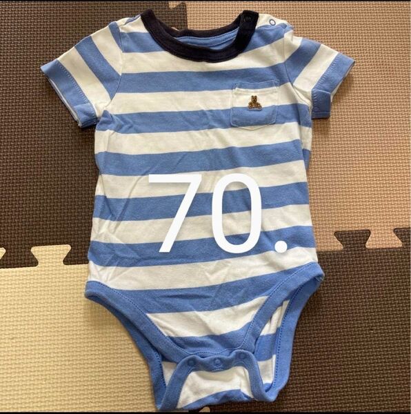 ロンパース 子供服 カバーオール ベビー服 半袖 GAP 青 ボーダー 70センチ