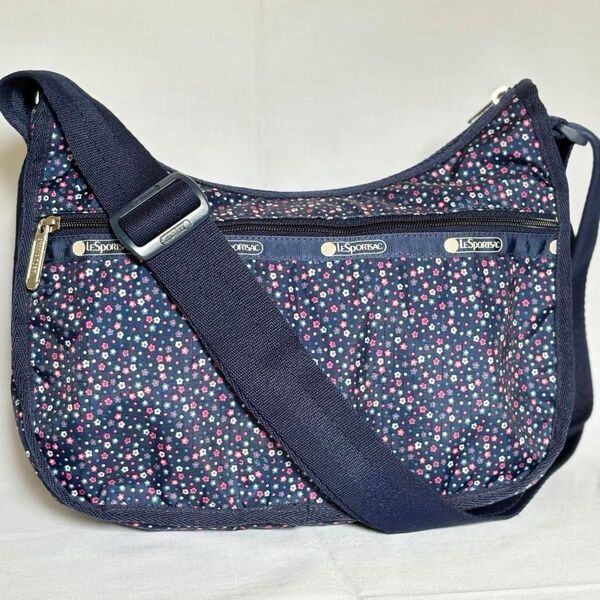 LeSportsac レスポートサック ショルダーバッグ 小花柄 ネイビー系