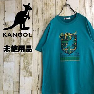 【未使用品】カンゴール KANGOL ビッグプリント ビッグロゴ ビッグエンブレム イギリス国旗 くすみブルー Tシャツ 半袖Tシャツ L 古着