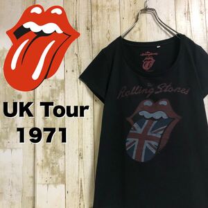 【激レア】ザ・ローリングストーンズ The Rolling Storns UK Tour 1971 ビッグロゴ 両面プリント メタル バンドTシャツ 半袖Tシャツ L 古着