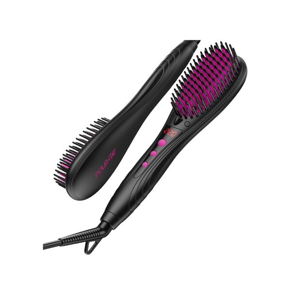 【新品】POLENTAT ストレートブラシ ブラシ型ヘアアイロン ヒートブラシ マイナスイオン搭載 サロン級