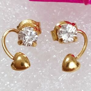 18金 ジルコニア ピアス ハート K18