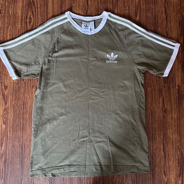 adidasアディダスオリジナルス リンガーTシャツ カーキ XLサイズ