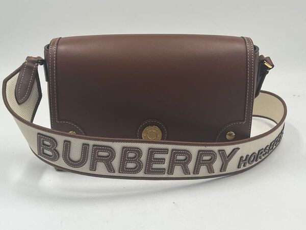 【極美品・付属品完備】BURBERRY バーバリー ショルダーバッグ ホースフェリーロゴ 本革 ブラウン イタリア製 肩掛け