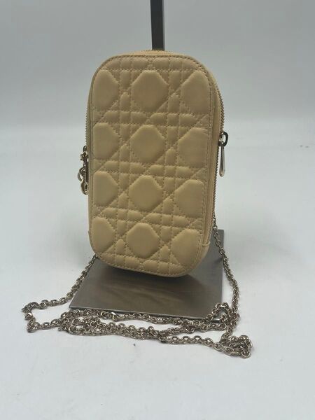 Christian Dior ディオール カナージュ ラムスキン ミニポーチ チェーンバッグ ベージュ 正規品