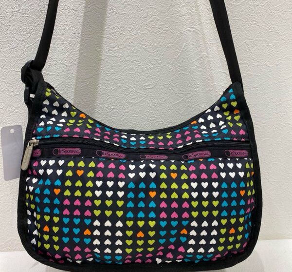 レスポートサック ショルダーバッグ ハート柄 マルチカラー 美品