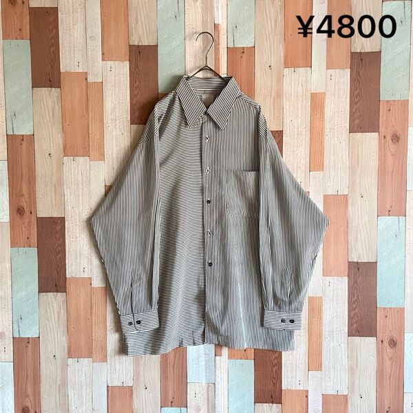 90s 00s vintage 古着 総柄シャツ 国産 ストライプ y2k