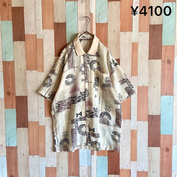 90s 00s vintage 国産 古着 総柄シャツ レトロ柄 y2k