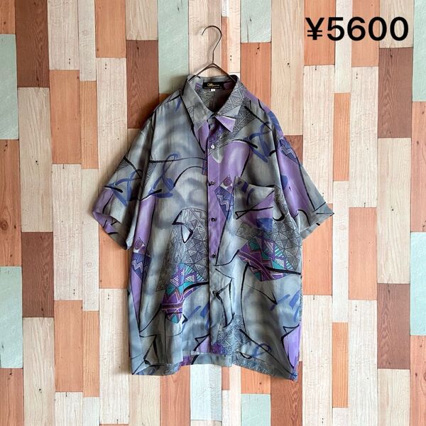 90s 00s vintage 古着 総柄シャツ 国産 レトロ配色 y2k