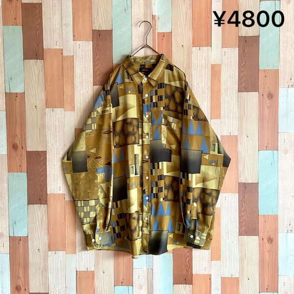 90s 00s vintage 古着 総柄シャツ ビッグシルエット y2k