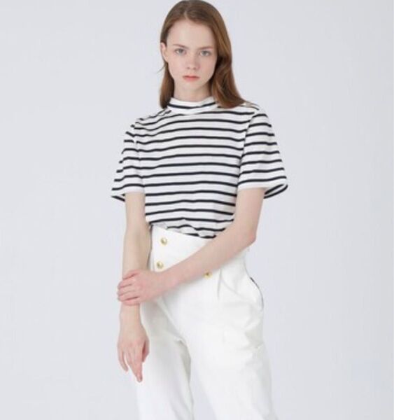 未使用 ブルーレーベルクレストブリッジ Tシャツ 半袖 カットソー 金ボーダー ホワイト 天竺 38