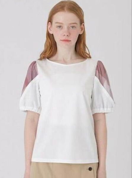 ブルーレーベルクレストブリッジ パフスリーブカットソー 半袖 天竺 白 38