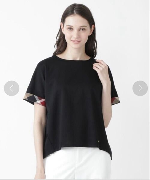 ブルーレーベルクレストブリッジ 半袖 カットソー Tシャツ チェック ブラック 38