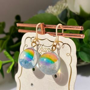 No.265 虹 レインボー ピアス イヤリング 虹空