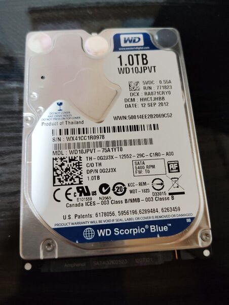 WD Blue 1T hdd SATA 2.5インチ 3639h 正常