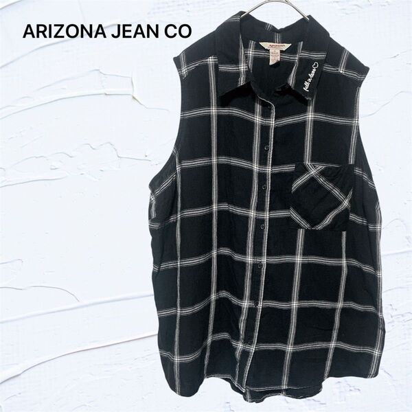【ARIZONA JEAN CO】チェックシャツ ノースリーブ レディース