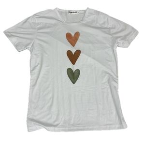 ハート柄 Tシャツ 【L】白 ホワイト