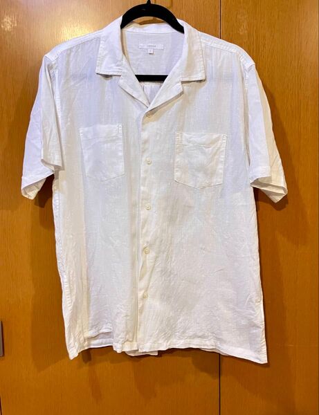 開襟シャツ Lサイズ 麻入り 半袖シャツ