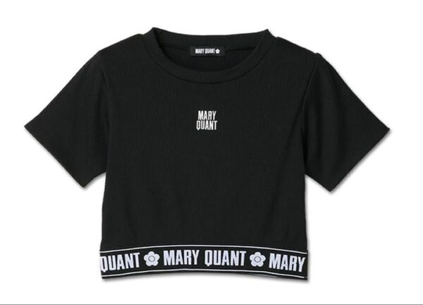 新品 マリークワント ロゴテープクロップド Tシャツ(ブラック)