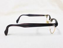 美品 希少 50-60’s American Optical MALCOLM-X 46-22 / AO アメリカンオプティカル マルコムX レッドウッド ゴールド メガネ / Y523_画像5