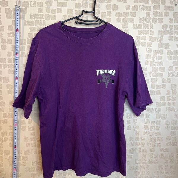 189 Tシャツ カットソー 半袖 シャツ 着替え 重ね着 パープル メンズMくらい