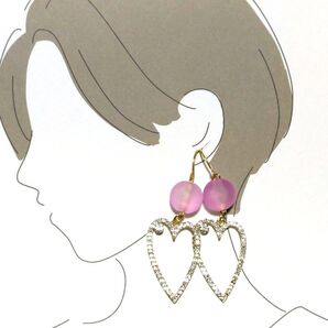 ハンドメイドピアス キラキラ ハートピアス フロスト