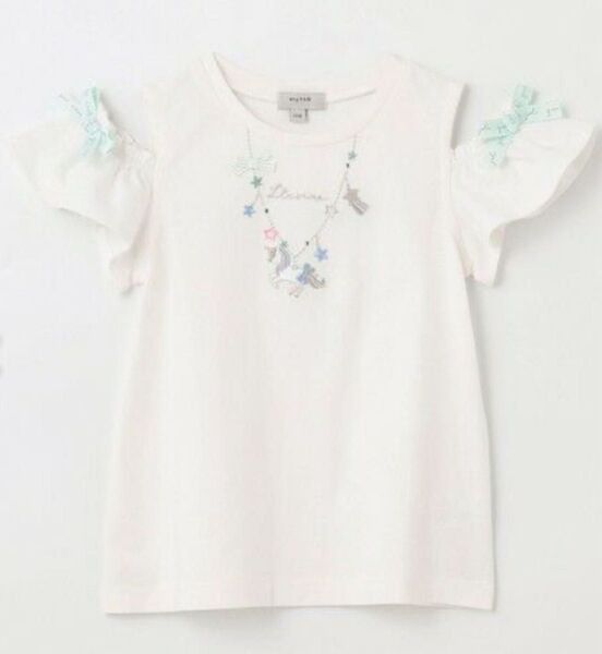 anyFAM 刺繍 オン・オフショルダー Tシャツ