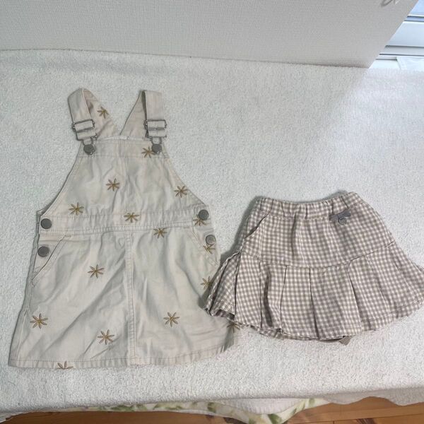 プティマイン 女の子 キッズ 80 ジャンパースカート 花柄 チェック