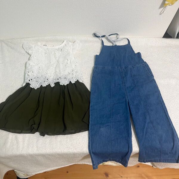 女の子 キッズ 100 ワンピース サロペット オールインワン パンツ