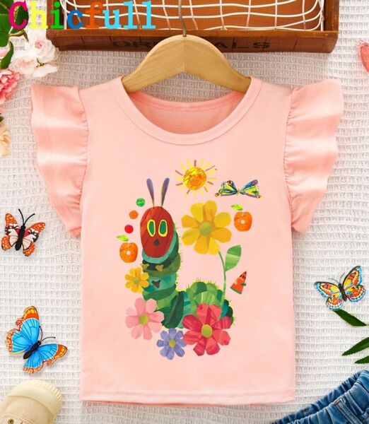 はらぺこあおむし 半袖Tシャツ ピンク フリル キッズ 女の子 120サイズ