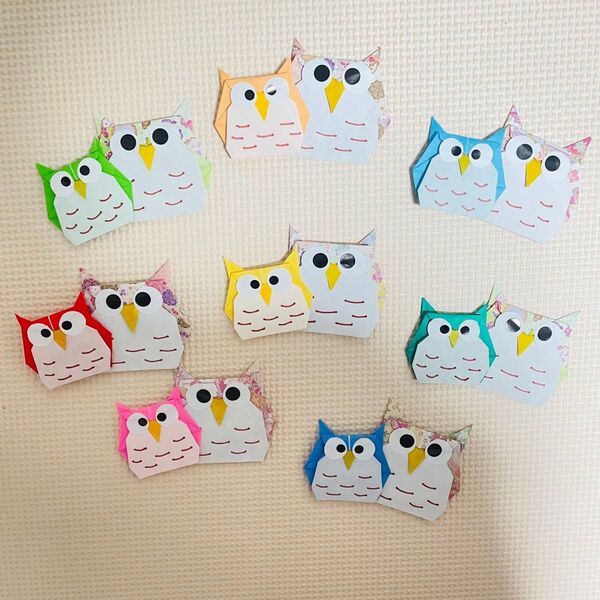 折り紙 敬老の日 フクロウ親子 8個セット ハンドメイド