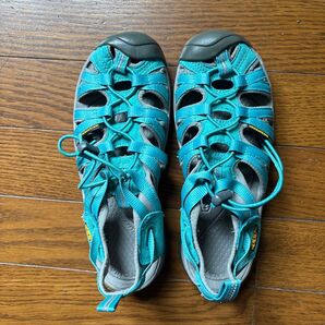 KEEN ウィスパー サンダル レディース 24.5cm ブルー ウォータープルーフ