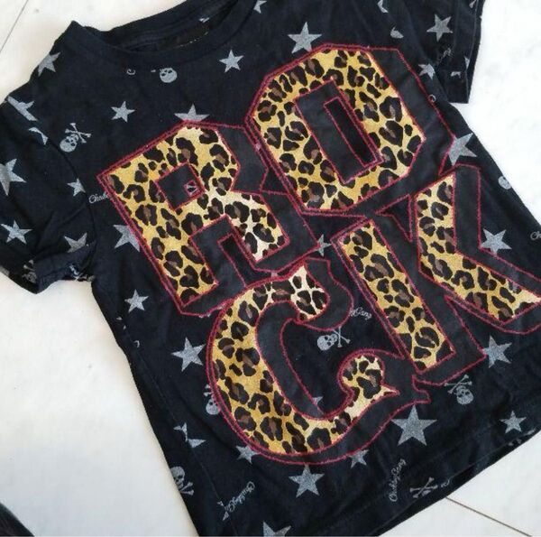チャビーギャング Tシャツ 半袖 星柄 アニマル柄 黒 100 110 ひょう柄 トップス 柄シャツ おしゃれ ロゴ