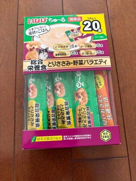 いなばちゅ〜るBOX 総合栄養食 とりささみ野菜バラエティ 14g×20本 開封済み