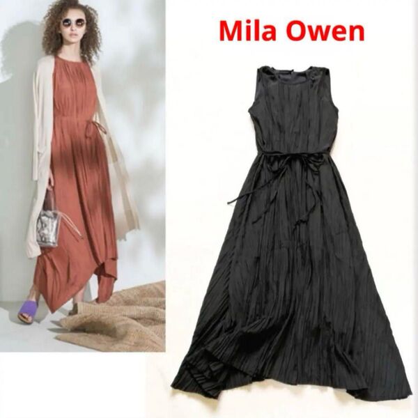 Mila Owen ミラオーウェン ロングワンピ ロングワンピース ワンピース ブラック ノースリーブ S