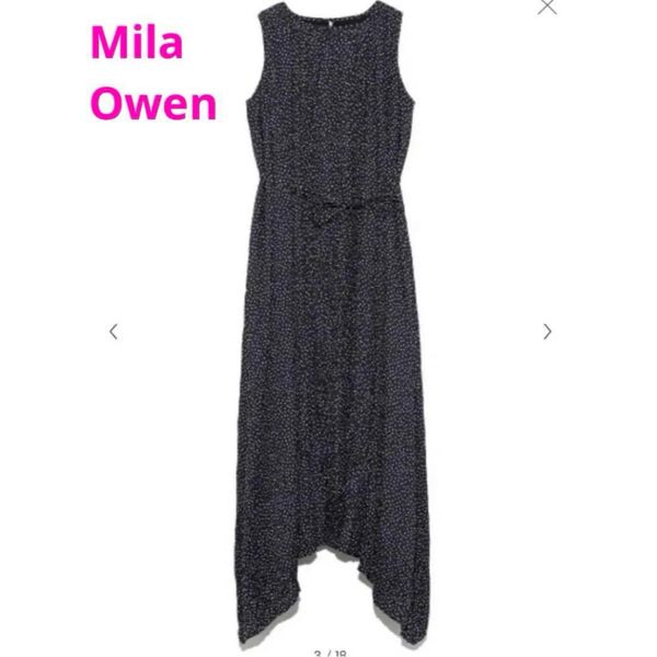 Mila Owen ミラオーウェン ロングワンピ ロングワンピース ワンピース 水玉 ドット柄 S ロング ブラック マキシ丈