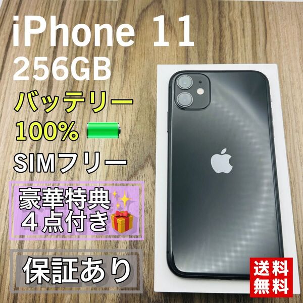 【美品】iPhone11 ブラック 256GB SIMフリー 新品バッテリー