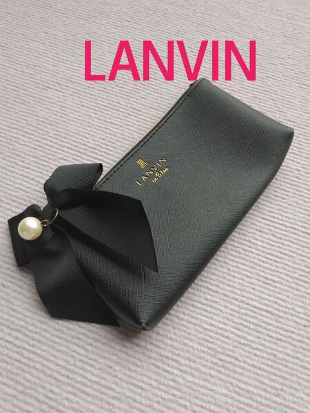 LANVIN ポーチ リボン付 ペンケース クーポンで半額