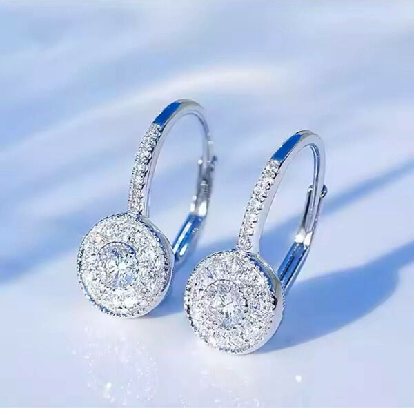 高級 CZ ダイヤモンド ラウンド パヴェ ピアス シルバー シンプル 華奢 上品 高見え ジュエリー ブランド 結婚式 お呼ばれ