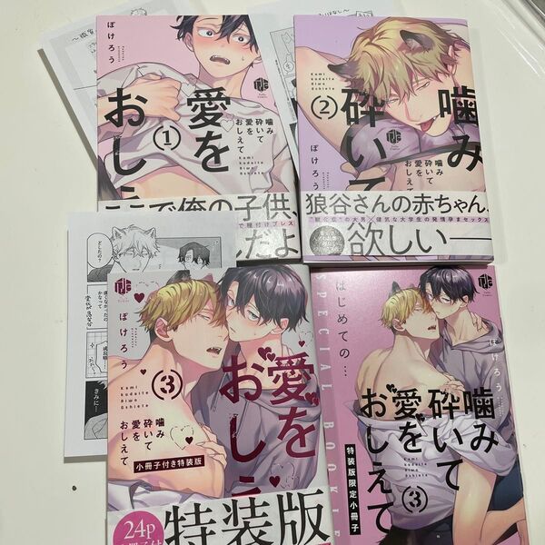 噛み砕いて愛をおしえて 全3巻 ぽけろう ※小冊子、ペーパー付き。