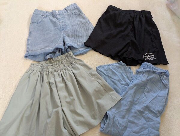 まとめて 140センチ 女の子 ショートパンツ キュロット H&M ロングパンツ