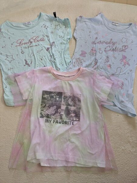 130センチ まとめて 肩出し カットソー 女の子 半袖Tシャツ Tシャツ キッズ トップス