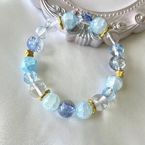 07 ハンドメイドビーズ ブレスレット ガラスビーズ キラキラ 夏アクセ