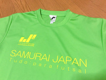 ■SAMURAI JAPAN サムライ ジャパン フットサル用？ Tシャツ サイズM 黄緑系 中古良品_画像3