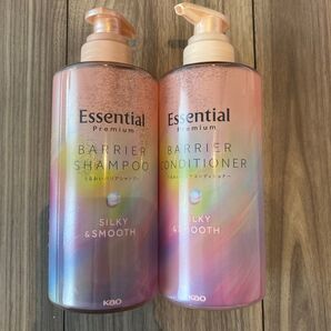 花王 エッセンシャル プレミアム うるおいバリアシャンプー ・コンディショナー シルキー&スムース ポンプ 450ml×各1個
