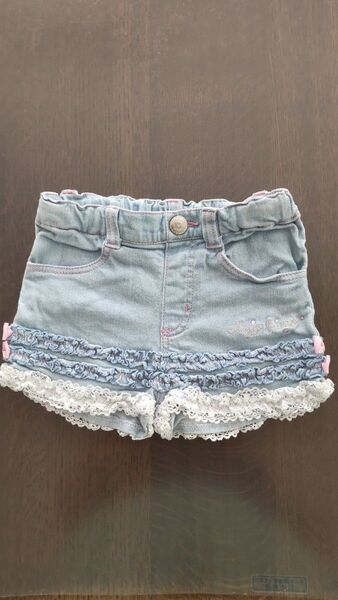 メゾピアノ ショートパンツ デニム フリル レース 100